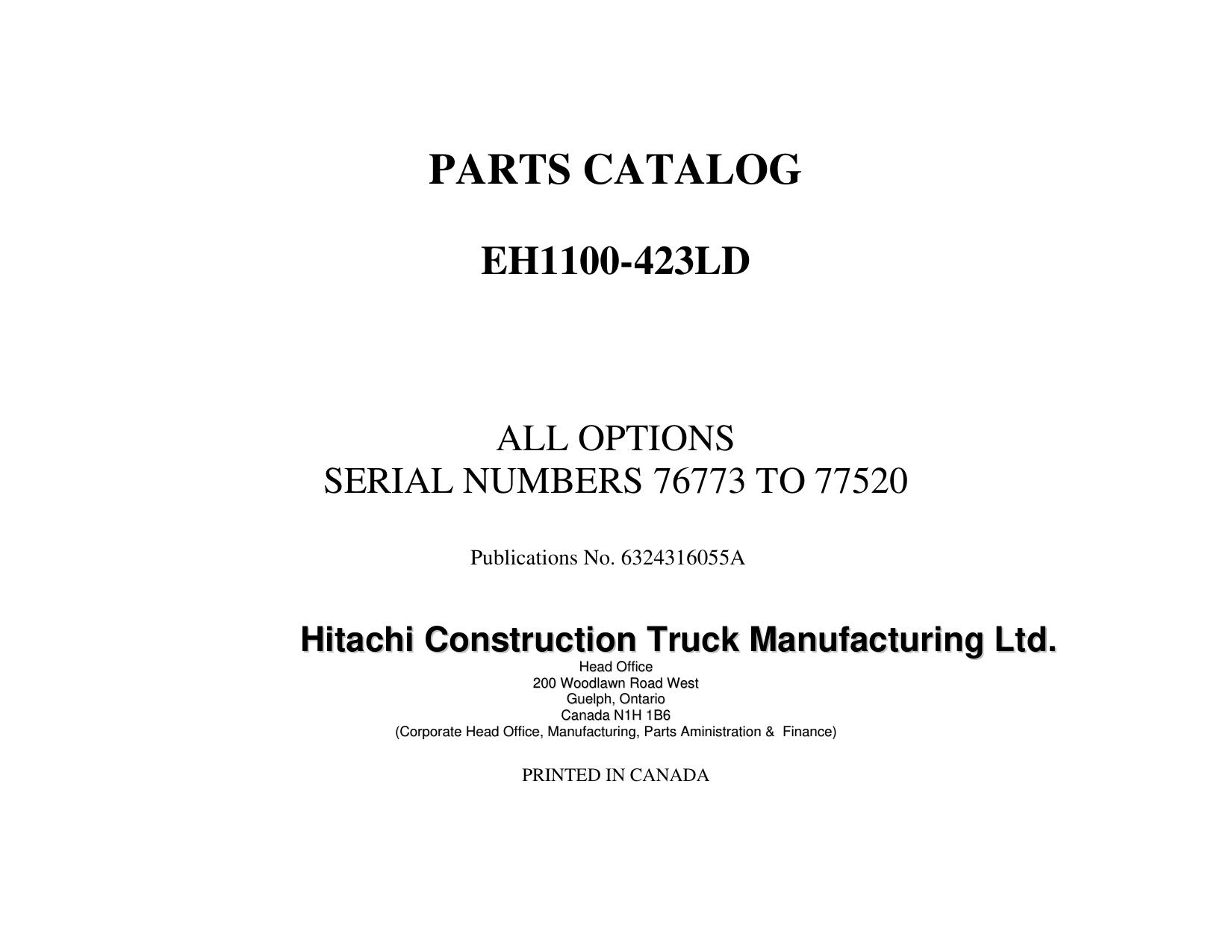 EH1100 423LD Parts Catalog EUCLID HITACHI
